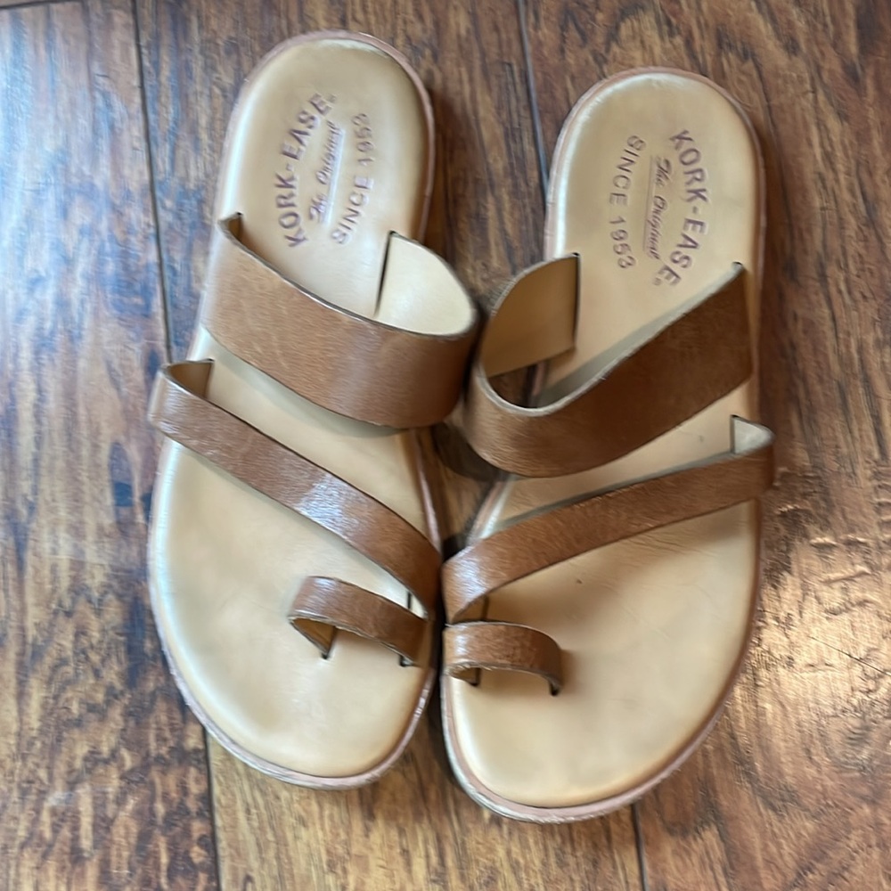 Kork Ease Women's Pine Tan Brown Leather Slide Sandals Shoe Size 7 - Picture 3 of 10